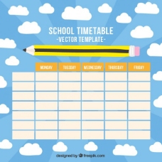 学校时间表用手拉铅笔