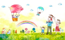 亲子幼儿园儿童节主题画