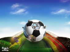 2014世界杯足球场建设海报PSD源文件