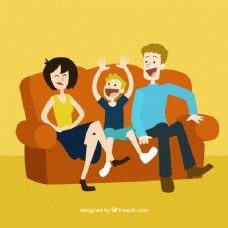 幸福家庭幸福的家庭坐在沙发上