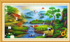 茶装饰风景油画图片