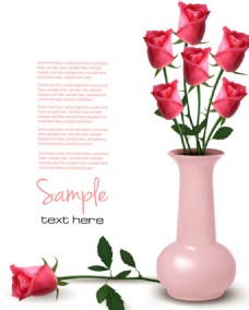 花瓶玫瑰图片