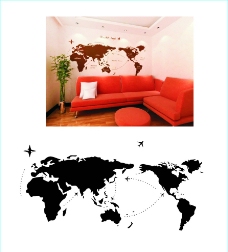 家居地板世界地图背景墙图片