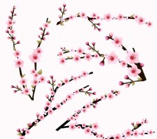 春天海报粉色樱花枝矢量素材