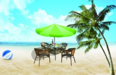 沙滩风景沙滩藤椅