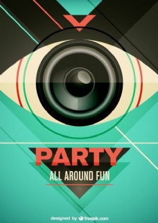 派对海报用一个像一个眼睛的镜头