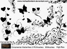 蝴蝶纹饰装饰性蝴蝶植物艺术花纹PS笔刷素材