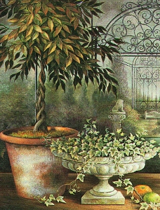 物盆栽静物写生画