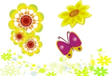 春季卡通花朵蝴蝶图片