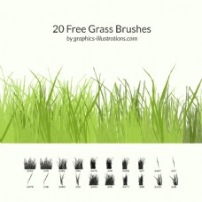 展板PSD下载20种免费的青草小草草丛Photoshop笔刷下载