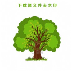 树干Q版大树矢量图图片