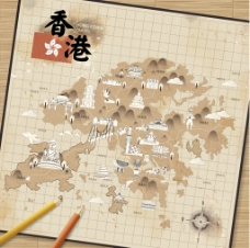 扁平化香港地图
