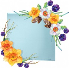 装饰花边高清水彩花卉标签装饰边框PNG素材