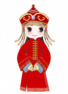 传统节日Q版卡通古装人物喜庆蒙古族人物矢量素材