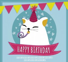 可爱的生日猫卡片