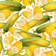 黄色背景掰开的玉米无缝背景矢量查看全图