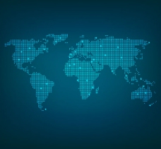 蓝色圆点世界地图矢量素材