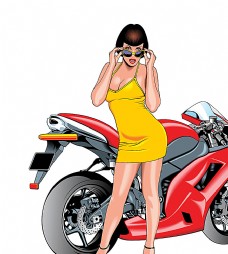 时尚美女与摩托车