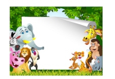 儿童卡通动物展板背景