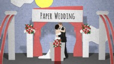 浪漫的剪纸风格婚礼折纸