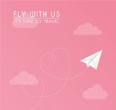 粉色天空中的纸飞机矢量图图片