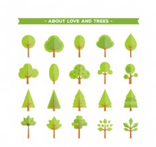 绿树20款绿色树木图标矢量素材