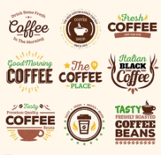 咖啡杯时尚咖啡标签矢量素材图片
