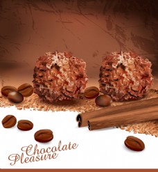 美味巧克力球和咖啡豆矢量素材