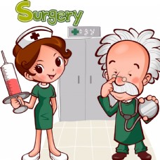 漫画卡通医生小护士医院卡通动漫插画