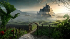 淘宝海报梦幻童话森林城堡背景