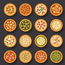 促销广告美味披萨俯视图矢量素材图片
