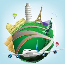 旅游签证环地球旅游海报设计