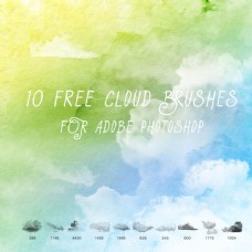 云水10款水彩云朵和白云PS笔刷