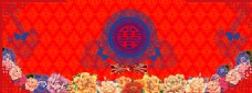 牡丹红色中国风喷绘纱幔婚礼