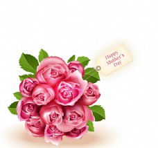 母亲节粉色玫瑰花束矢量图图片