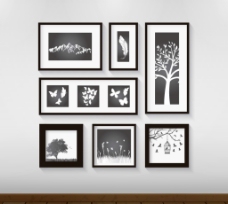照片墙植物照片背景墙矢量图图片