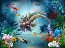 爱丽舍3D晶彩砖美人鱼海豚