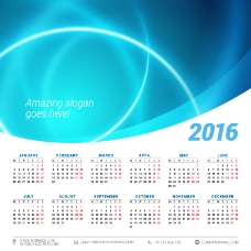 2016彩色年历设计矢量图