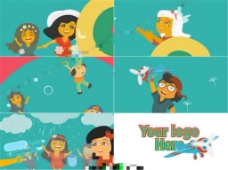 欢乐儿童欢乐缤纷的卡通儿童节目整体包装AE模板