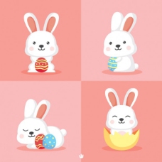 粉色复活节可爱兔子矢量图形素材