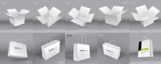 纸箱纸袋空白箱子纸袋矢量图