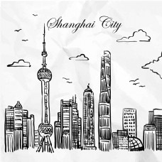 上海市手绘制上海城市图片