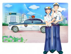 警察局人物卡通简笔画