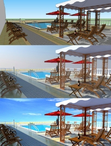露天泳池模型图片