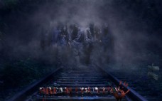 铁路 ，深林海报  恐怖  人物