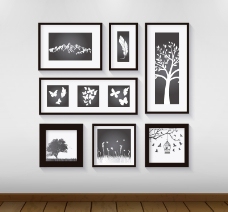 简洁植物照片墙矢量