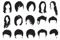 女式发型与男式发型的卡通效果笔刷