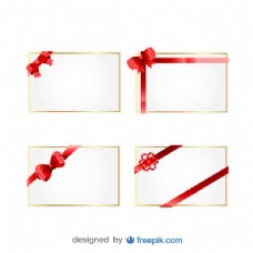 情人节快乐带红色丝带的圣诞礼品卡