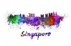 水彩新加坡城市插画