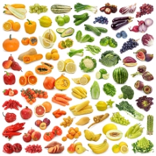 水果蔬菜分好颜色种类的蔬菜水果